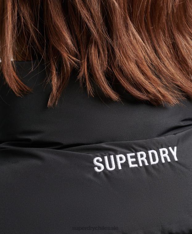 mujer Superdry negro chaleco deportivo acolchado oversize 2R68Z3851