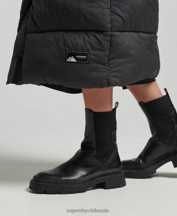 mujer Superdry negro chaleco largo con capucha ripstop 2R68Z3584