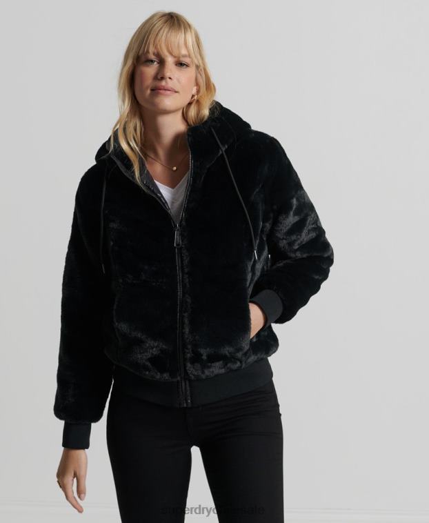 mujer Superdry negro chamarra Storm de piel sintética premium 2R68Z6182