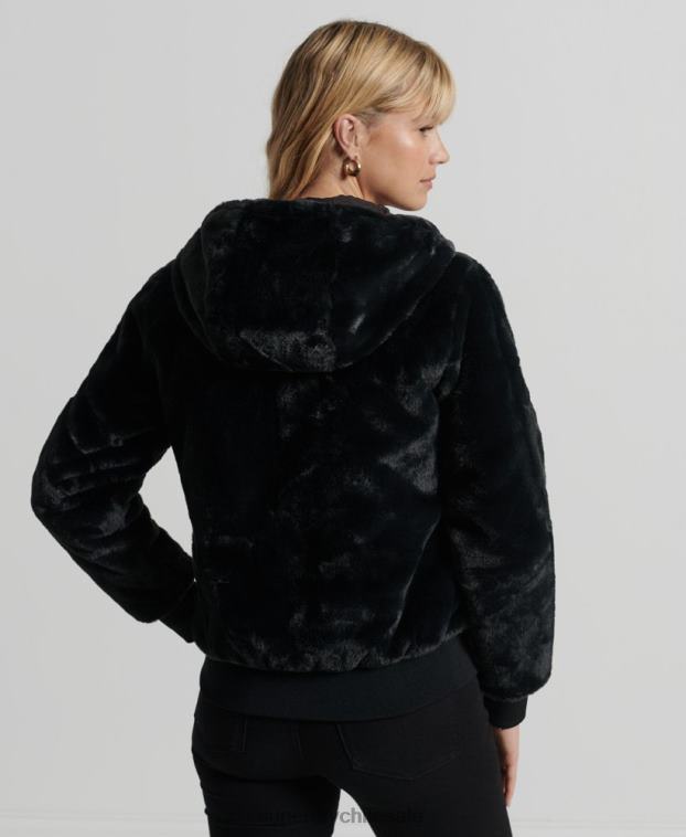 mujer Superdry negro chamarra Storm de piel sintética premium 2R68Z6182