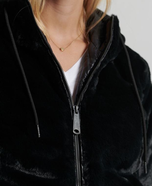 mujer Superdry negro chamarra Storm de piel sintética premium 2R68Z6182