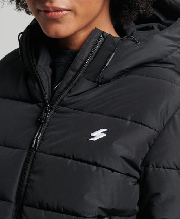 mujer Superdry negro chamarra acolchada Spirit Sports con capucha 2R68Z3739