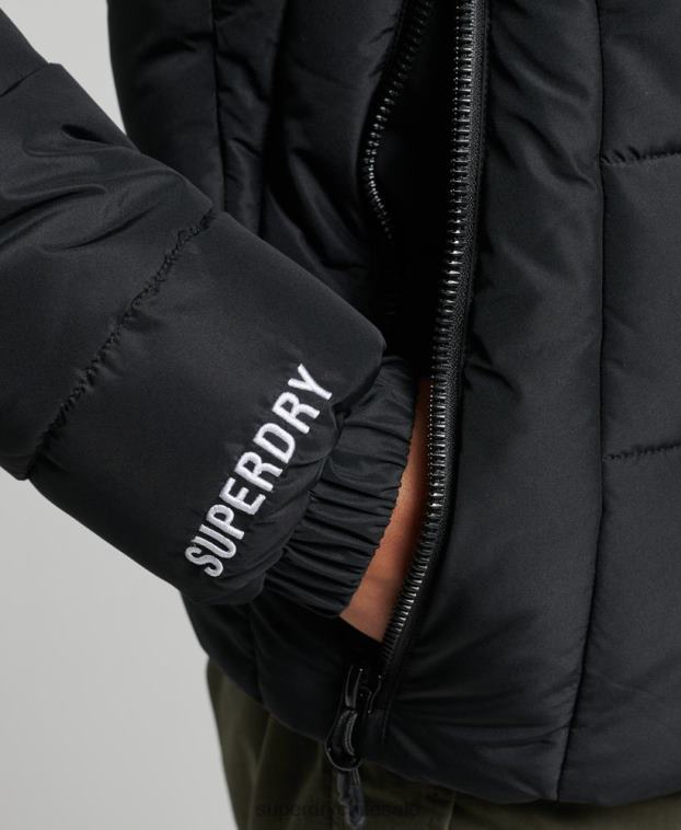 mujer Superdry negro chamarra acolchada Spirit Sports con capucha 2R68Z3739