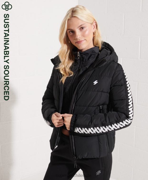 mujer Superdry negro chamarra acolchada Spirit con cinta del logo Code 2R68Z5649