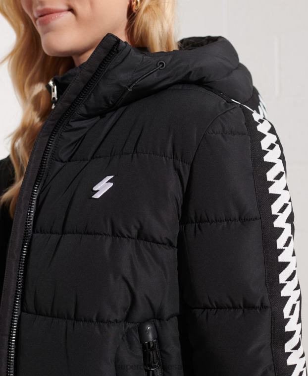mujer Superdry negro chamarra acolchada Spirit con cinta del logo Code 2R68Z5649
