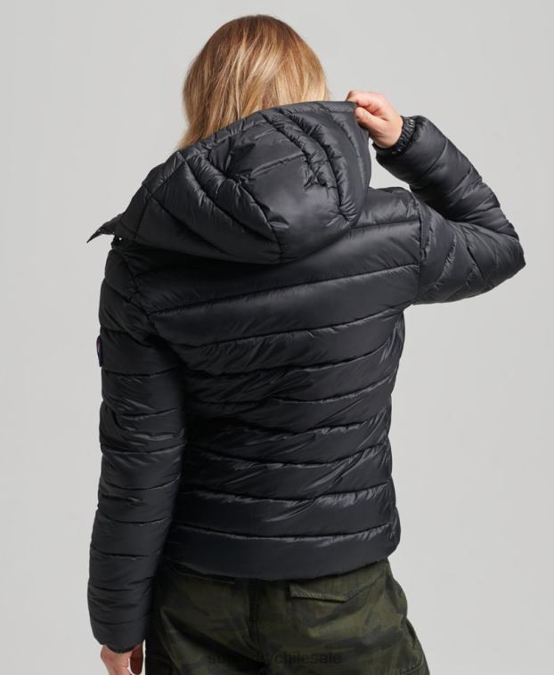 mujer Superdry negro chamarra acolchada clásica con capucha 2R68Z3565