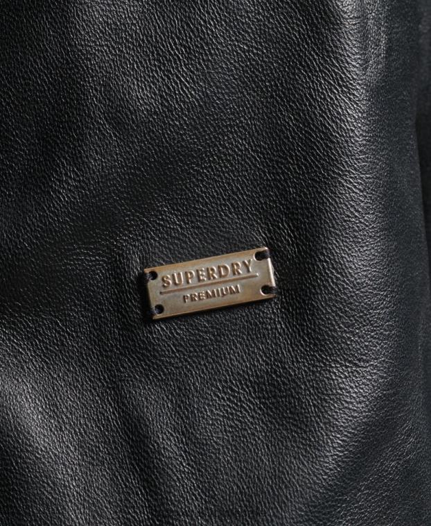 mujer Superdry negro chamarra biker de cuero rylee 2R68Z3735