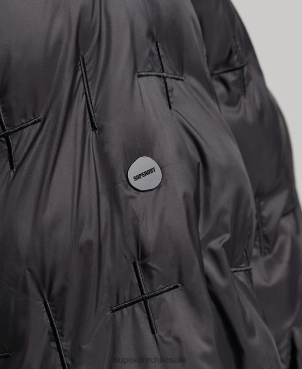mujer Superdry negro chamarra bomber bordada 2R68Z5446