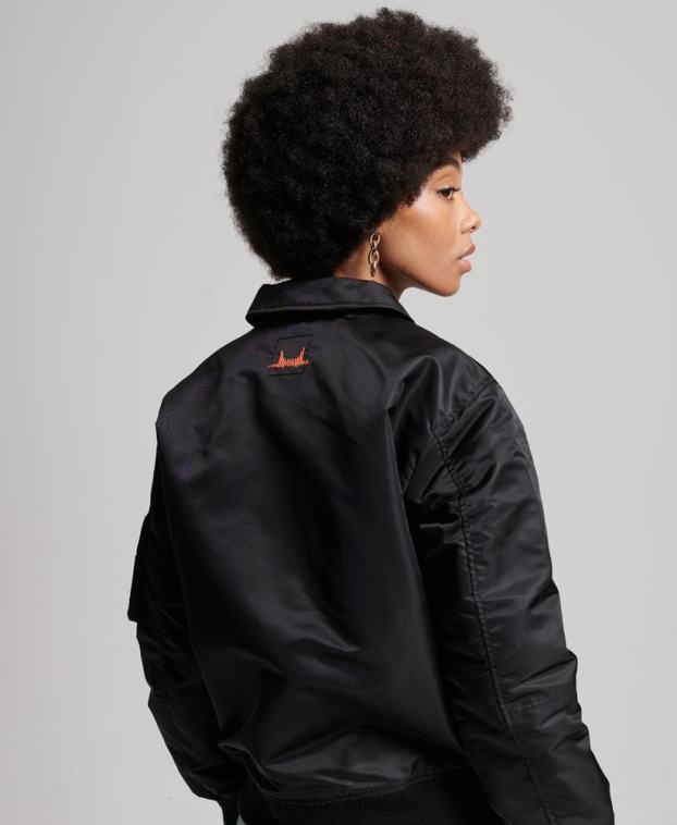 mujer Superdry negro chamarra bomber energía ma2 2R68Z5420