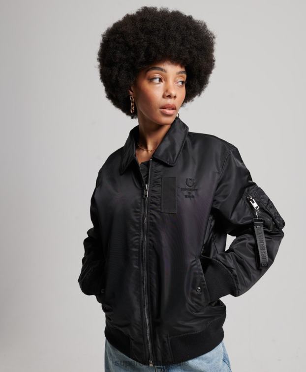 mujer Superdry negro chamarra bomber energía ma2 2R68Z5420