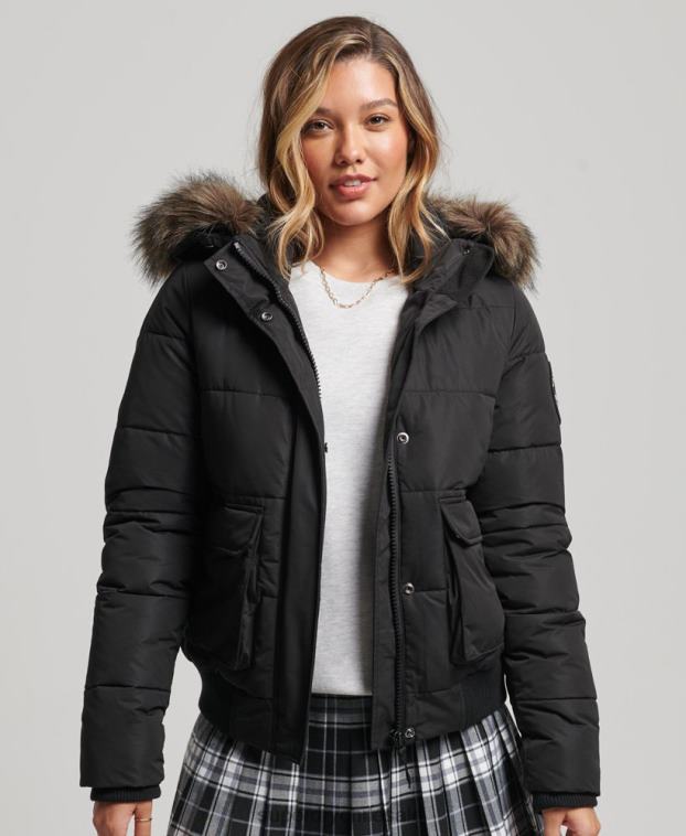 mujer Superdry negro chamarra bomber everest ella 2R68Z5465