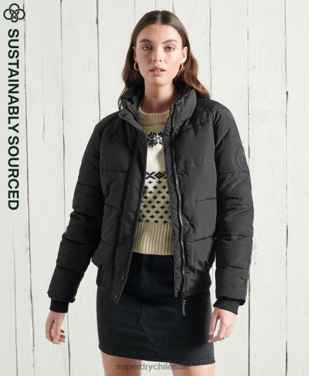 mujer Superdry negro chamarra bomber everest sin capucha 2R68Z5718