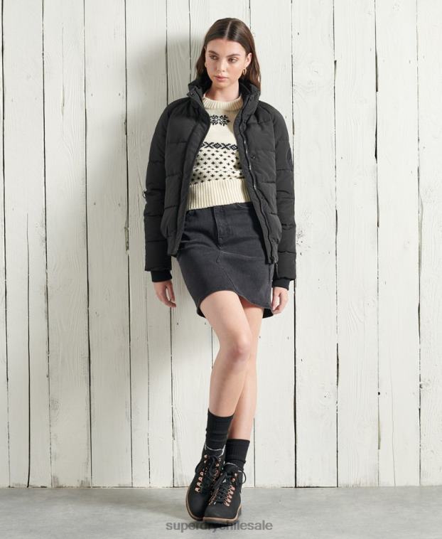 mujer Superdry negro chamarra bomber everest sin capucha 2R68Z5718