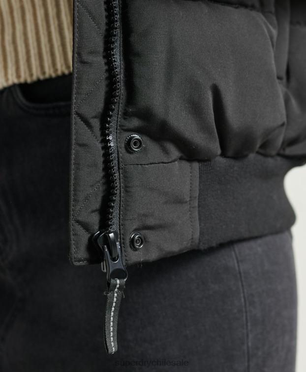mujer Superdry negro chamarra bomber everest sin capucha 2R68Z5718