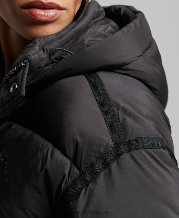 mujer Superdry negro chamarra capitonada capullo capullo 2R68Z3564