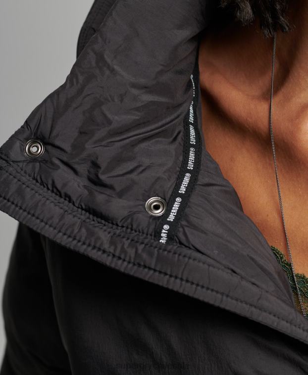 mujer Superdry negro chamarra capitonada capullo capullo 2R68Z3564