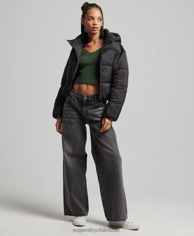 mujer Superdry negro chamarra capitonada capullo capullo 2R68Z3564