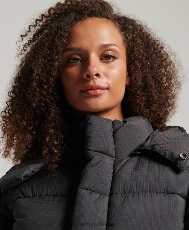 mujer Superdry negro chamarra capitonada con capucha 2R68Z3575