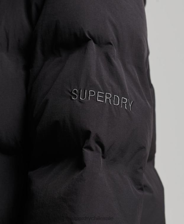 mujer Superdry negro chamarra capitonada con tren largo 2R68Z6350