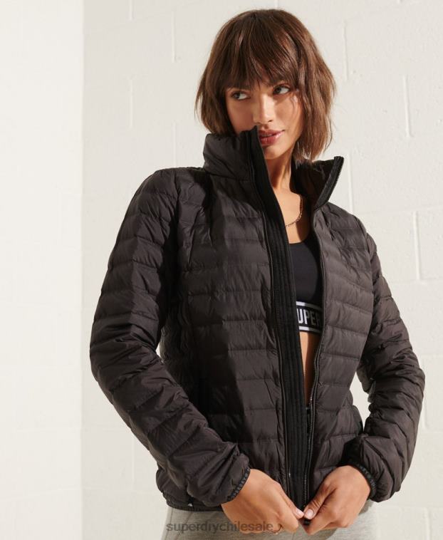 mujer Superdry negro chamarra capitonada de plumas 2R68Z5689