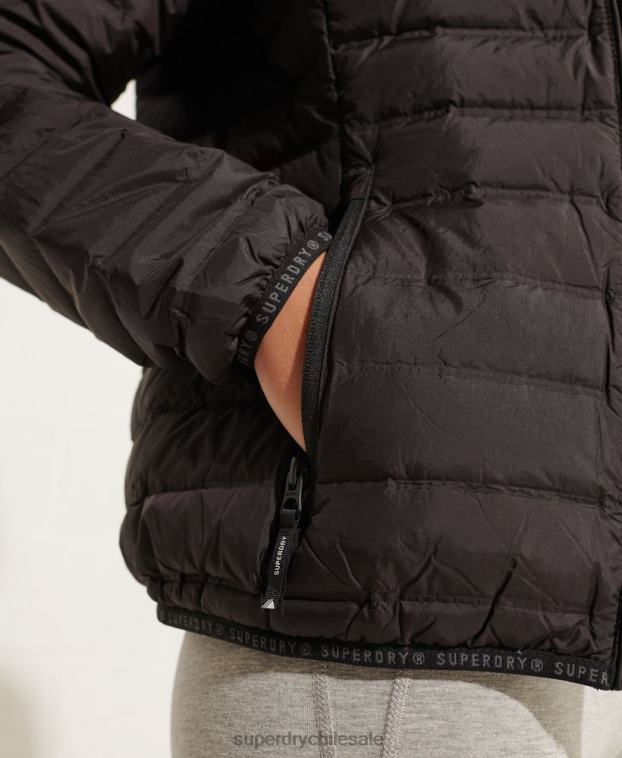 mujer Superdry negro chamarra capitonada de plumas 2R68Z5689