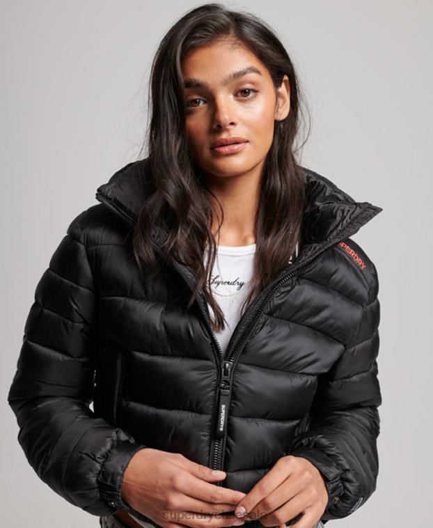 mujer Superdry negro chamarra capitonada deportiva ligera 2R68Z3787