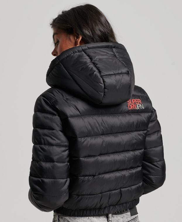 mujer Superdry negro chamarra capitonada deportiva ligera 2R68Z3787