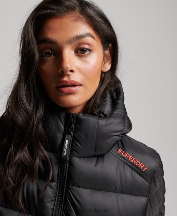 mujer Superdry negro chamarra capitonada deportiva ligera 2R68Z3787