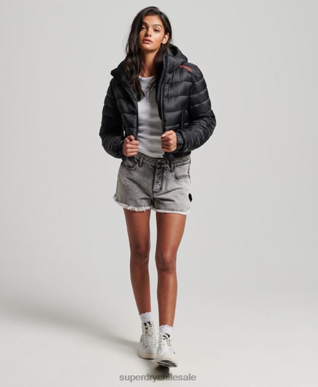 mujer Superdry negro chamarra capitonada deportiva ligera 2R68Z3787