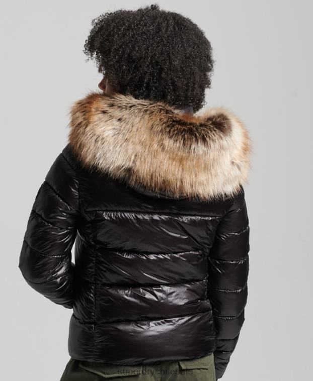 mujer Superdry negro chamarra con capucha de montaña fuji 2R68Z5610