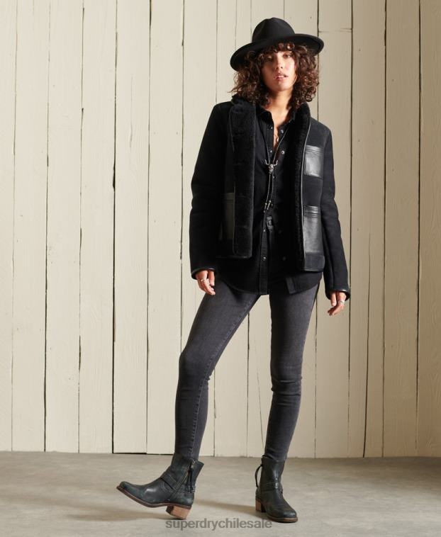 mujer Superdry negro chamarra de borrego 2R68Z5546