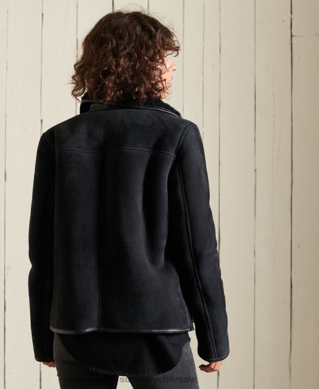 mujer Superdry negro chamarra de borrego 2R68Z5546