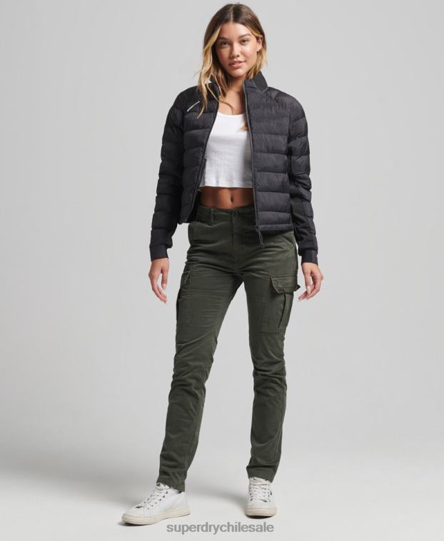 mujer Superdry negro chamarra deportiva híbrida 2R68Z5650