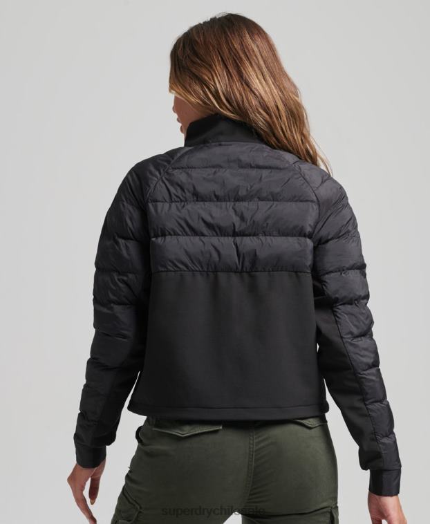 mujer Superdry negro chamarra deportiva híbrida 2R68Z5650