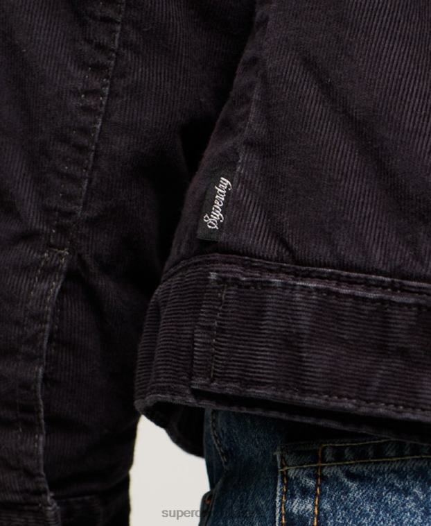 mujer Superdry negro chamarra estilo camionero de pana sherpa 2R68Z3817