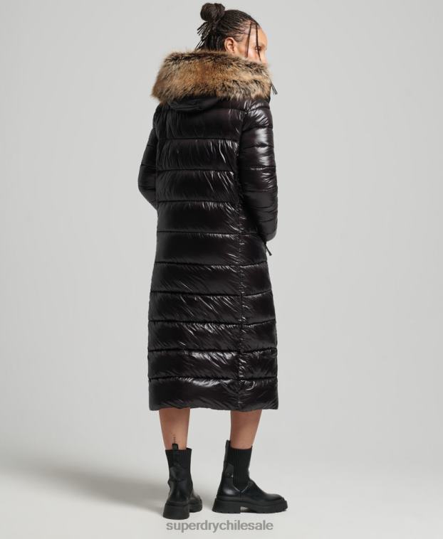 mujer Superdry negro chamarra larga con brillo de montaña fuji 2R68Z3562