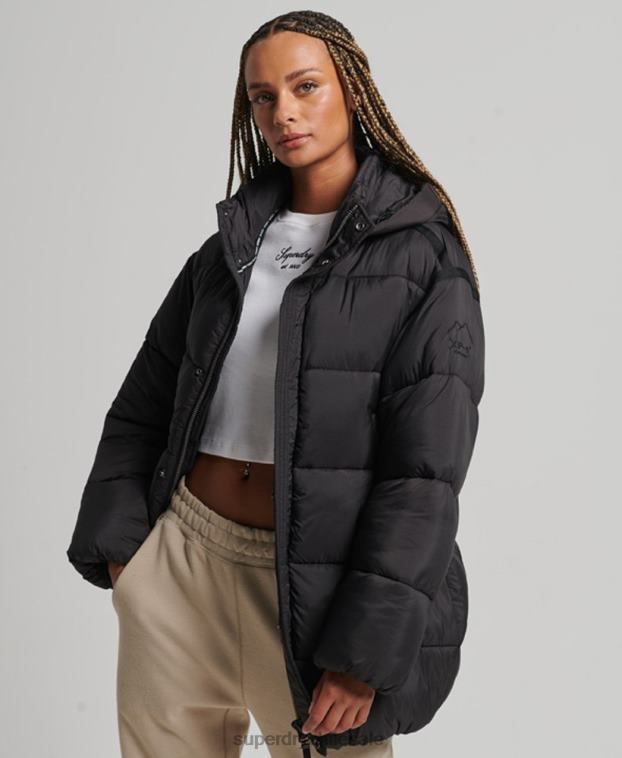 mujer Superdry negro chamarra parka acolchada capullo xpd 2R68Z5435