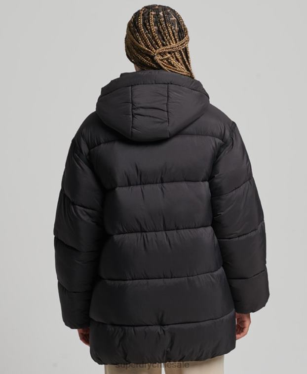 mujer Superdry negro chamarra parka acolchada capullo xpd 2R68Z5435