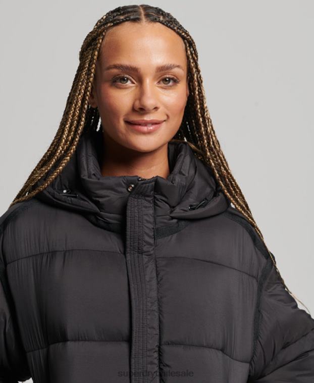 mujer Superdry negro chamarra parka acolchada capullo xpd 2R68Z5435