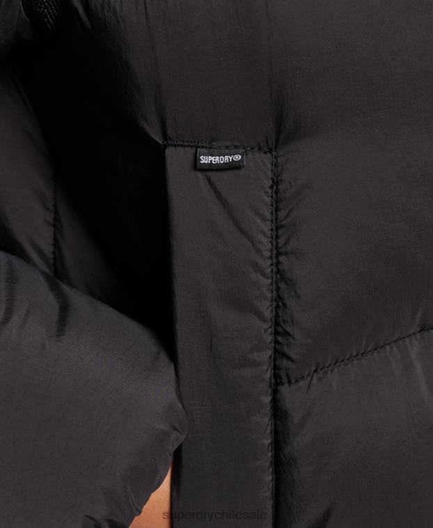 mujer Superdry negro chamarra parka acolchada capullo xpd 2R68Z5435