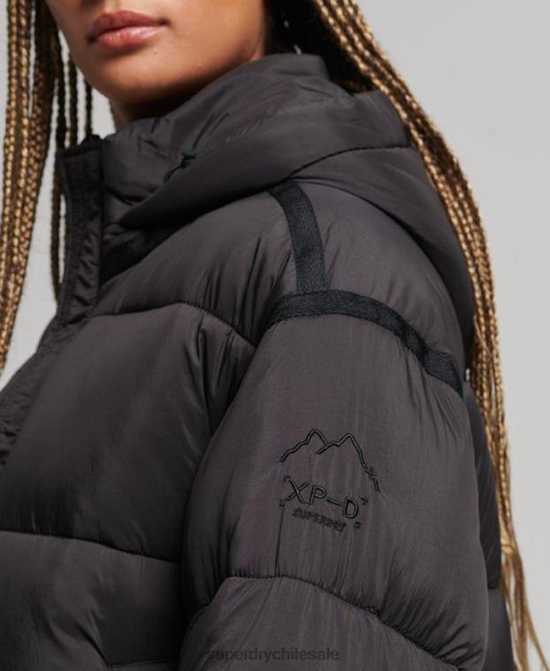 mujer Superdry negro chamarra parka acolchada capullo xpd 2R68Z5435