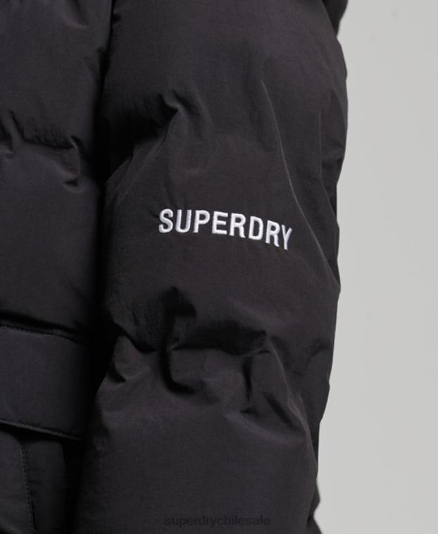 mujer Superdry negro chaqueta acolchada boxy tren 2R68Z5596