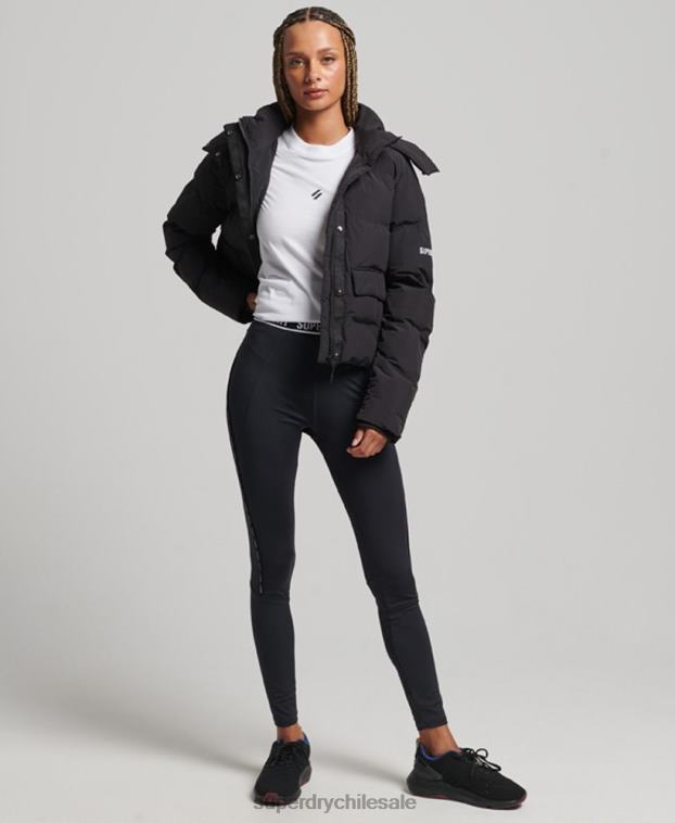 mujer Superdry negro chaqueta acolchada boxy tren 2R68Z5596