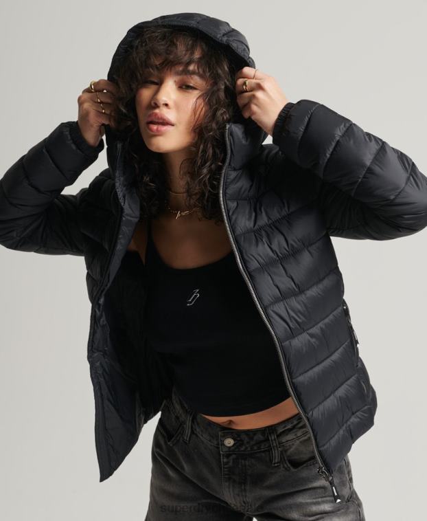 mujer Superdry negro chaqueta acolchada clásica de fuji 2R68Z3794