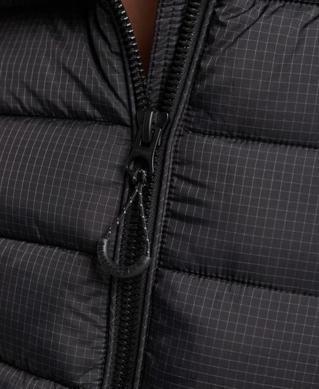 mujer Superdry negro chaqueta acolchada con logo clásico 2R68Z5418