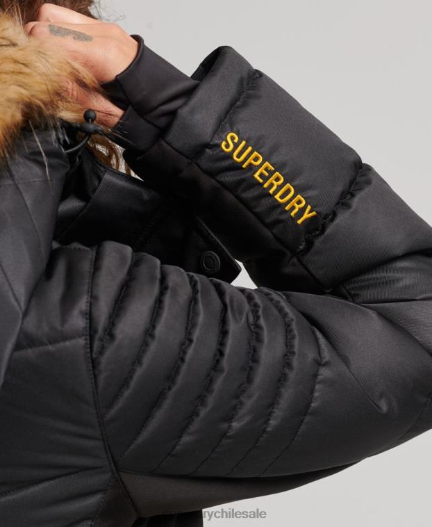 mujer Superdry negro chaqueta acolchada de nieve de lujo 2R68Z3568