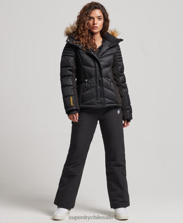mujer Superdry negro chaqueta acolchada de nieve de lujo 2R68Z3568
