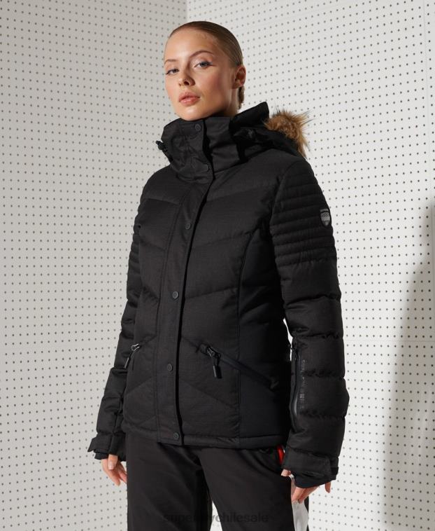 mujer Superdry negro chaqueta acolchada de nieve de lujo 2R68Z5543