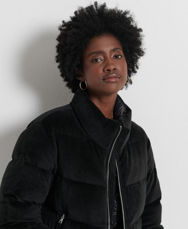 mujer Superdry negro chaqueta acolchada de plumón alpino 2R68Z5630