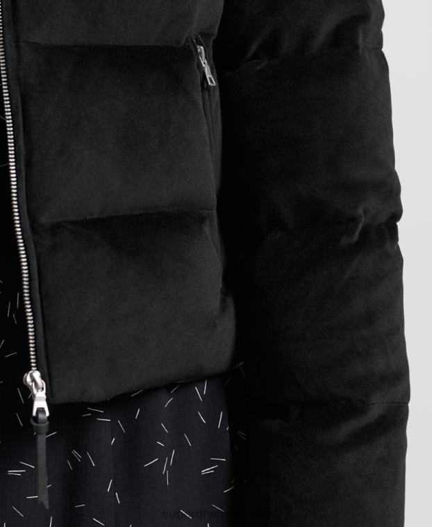 mujer Superdry negro chaqueta acolchada de plumón alpino 2R68Z5630